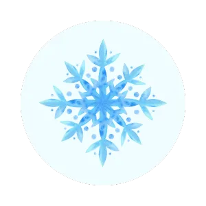 Blue snowflake design on a white circle. Winter holiday decoration. Great for seasonal events in Southlake, TX. Festive and cool.